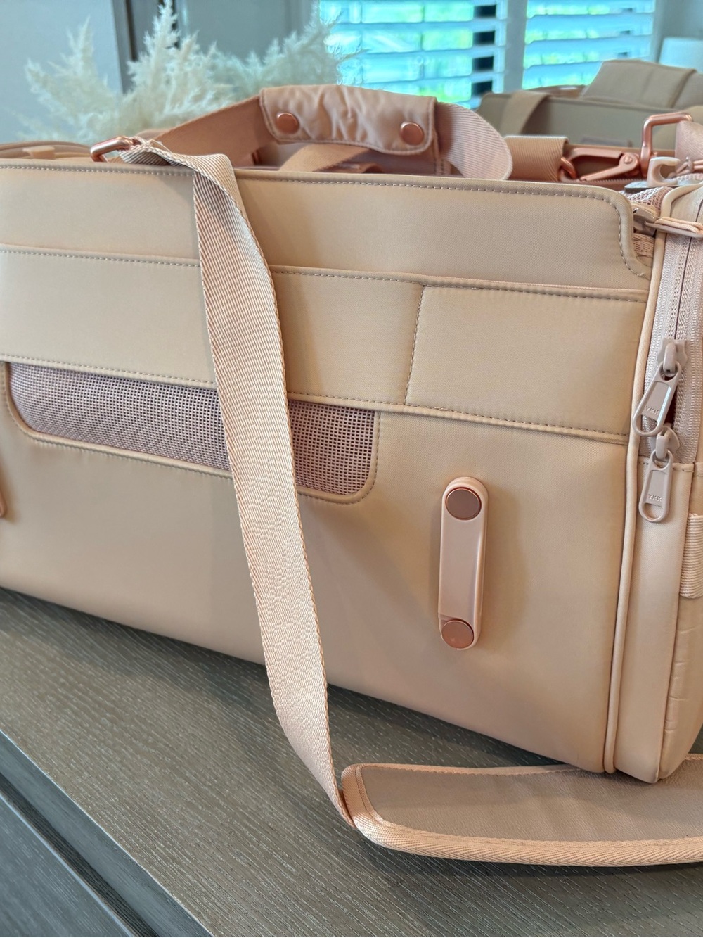 Diggs Travel Pet Carrier for Small Dogs and Cats with Shoulder Strap (Blush) - Picture 5 of 10